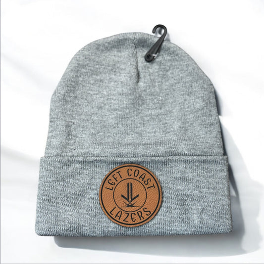 Create Your Own Custom Beanie with a Tan Leatherette Patch